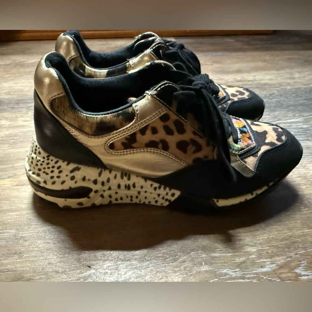 Steve Madden Leopard and Gold Sneakers